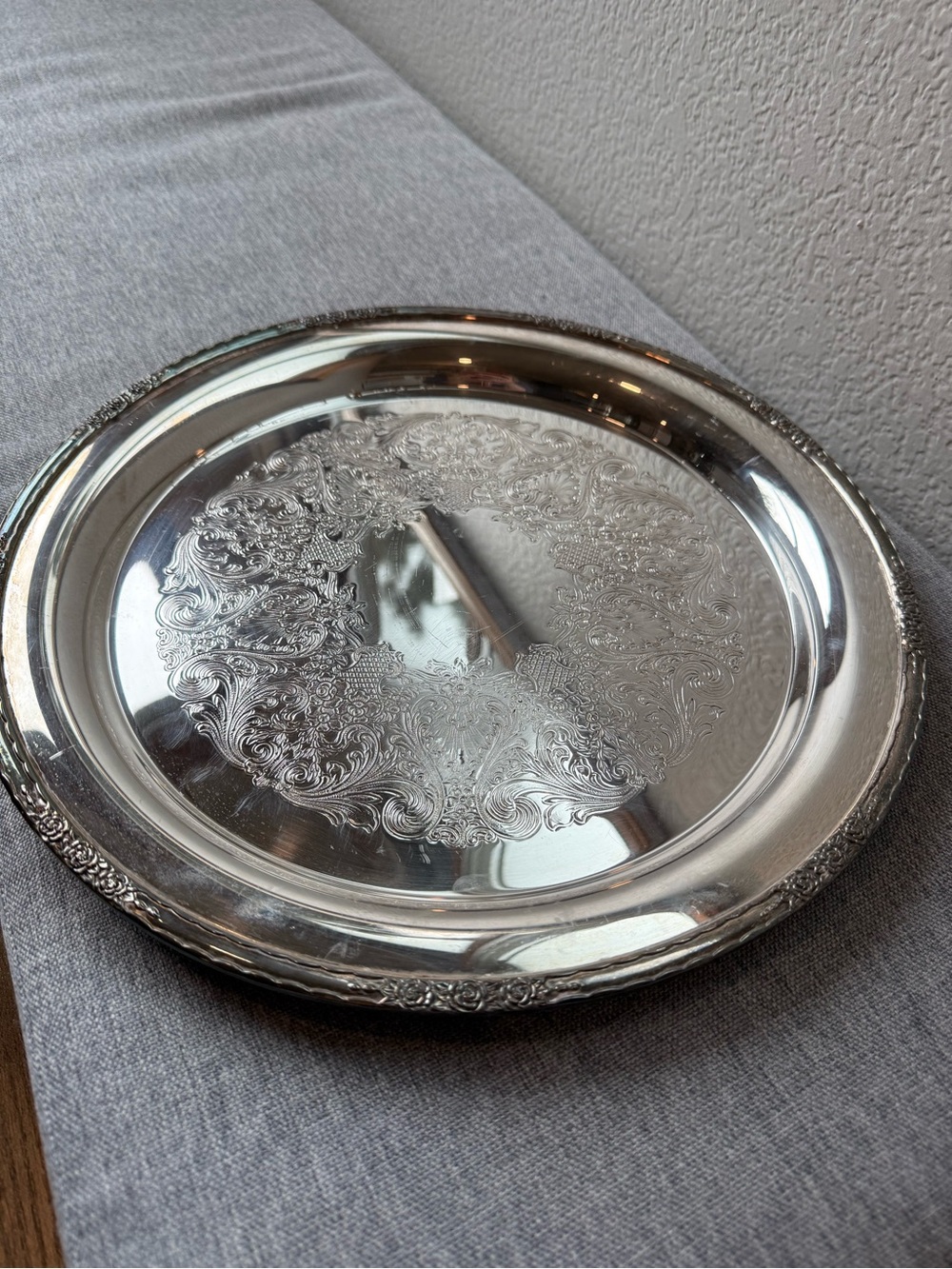 Camille Engraved Silver-Tone Serving Plate